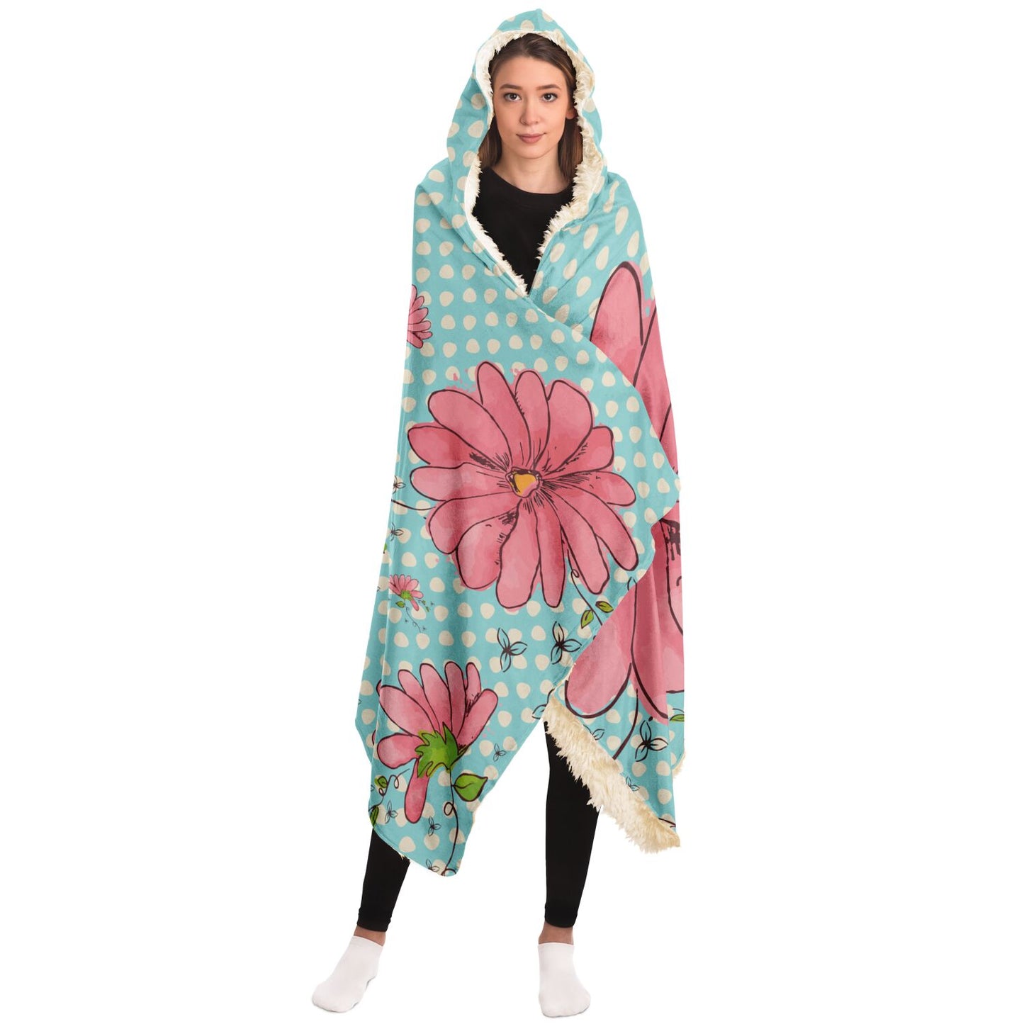 Pink Daisy Hooded Blanket