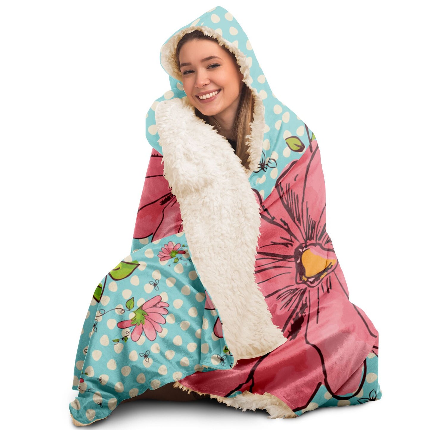 Pink Daisy Hooded Blanket