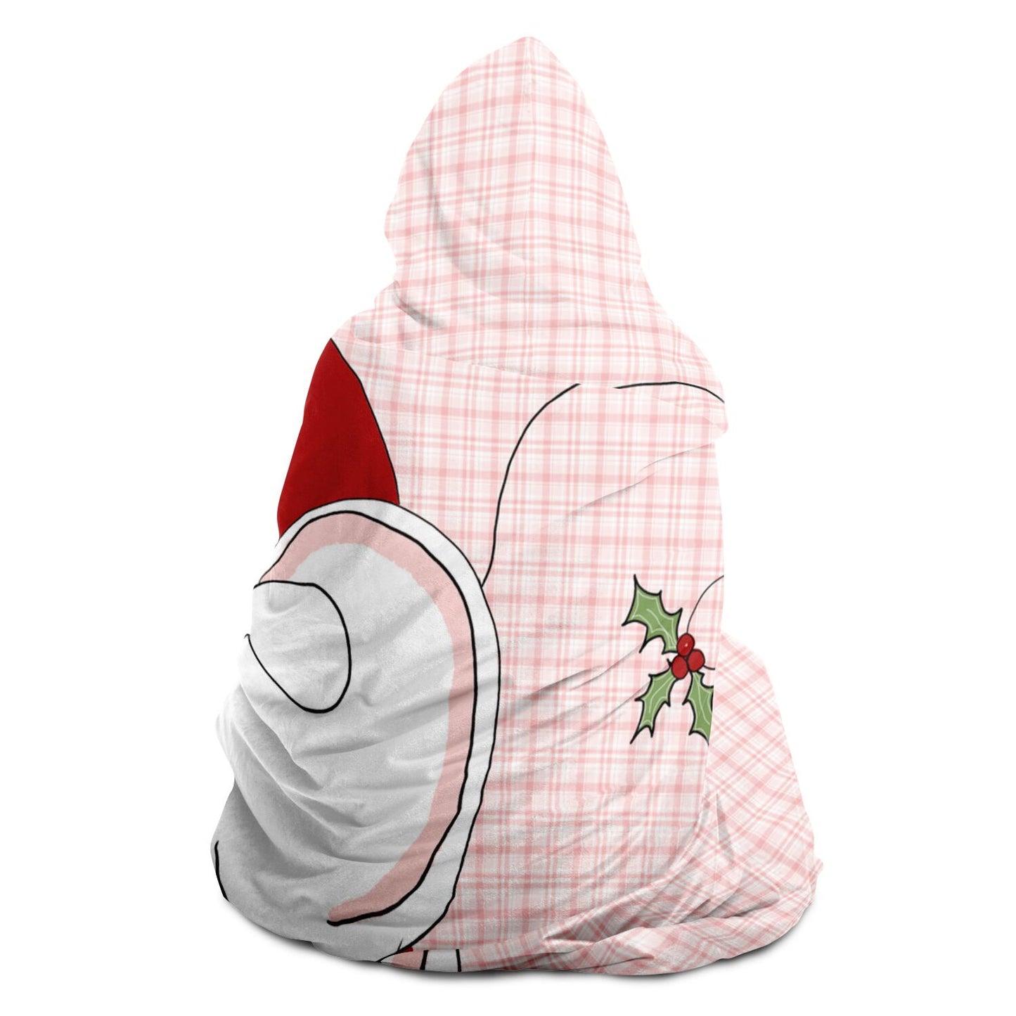 Mouse Christmas Pink Plaid Hooded Blanket