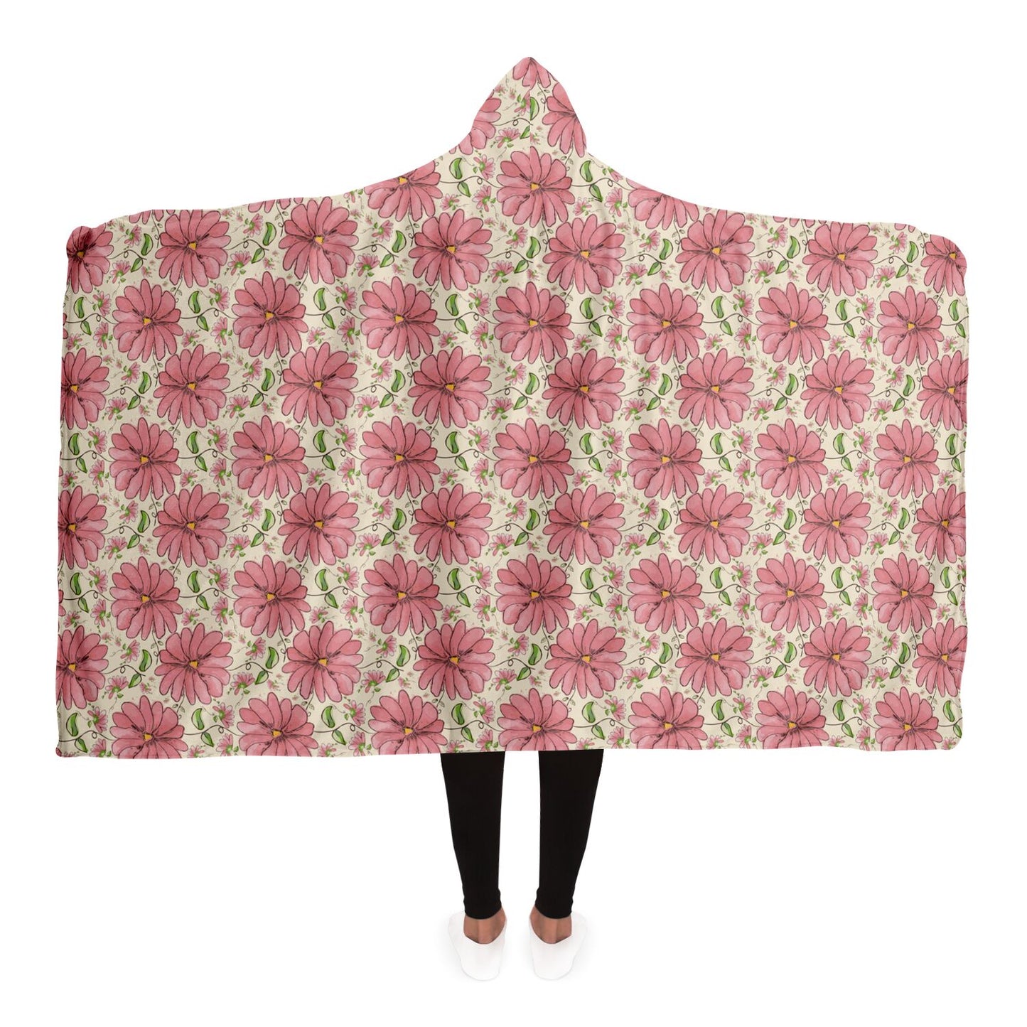 Small Pink Daisy Hooded Blanket