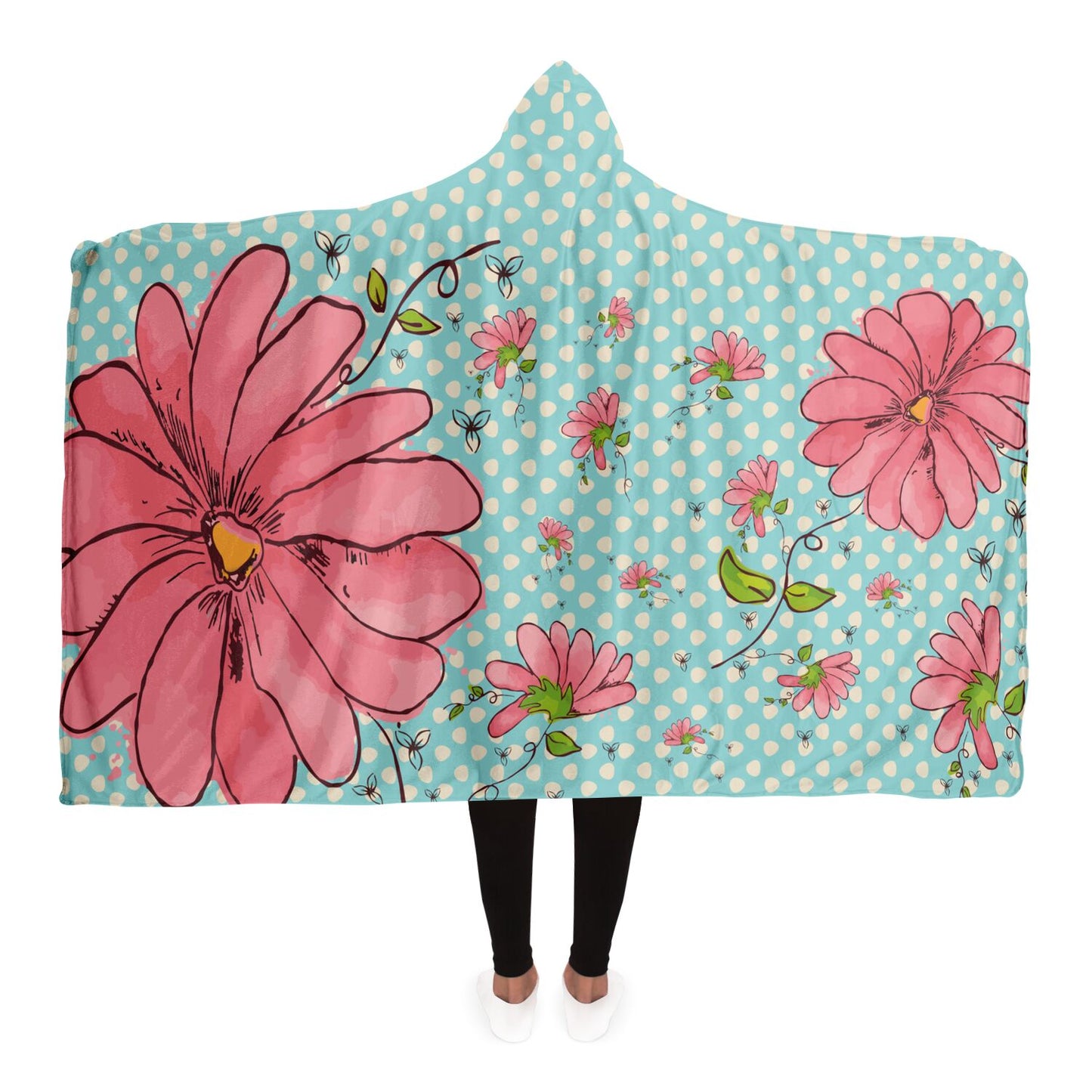 Pink Daisy Hooded Blanket